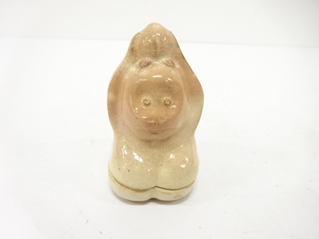  朝日焼　七十四代　朝日豊斉造　干支　申　香合